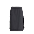 Black Polyester Midi Skirt