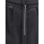 Black Polyester Midi Skirt