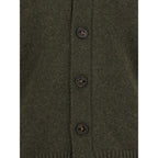 Green Fleece Wool Cardigan