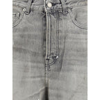 Gray Cotton Straight-Leg Jeans
