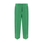 Green Linen Casual Pants