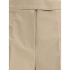 Beige Cotton Casual Pants