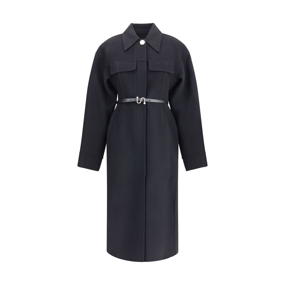 Black Fleece Wool Coat