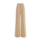 Beige Fleece Wool Casual Pants