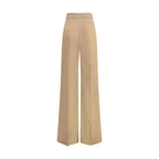 Beige Fleece Wool Casual Pants