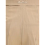 Beige Fleece Wool Casual Pants