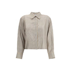 Beige Silk Pattern Shirt