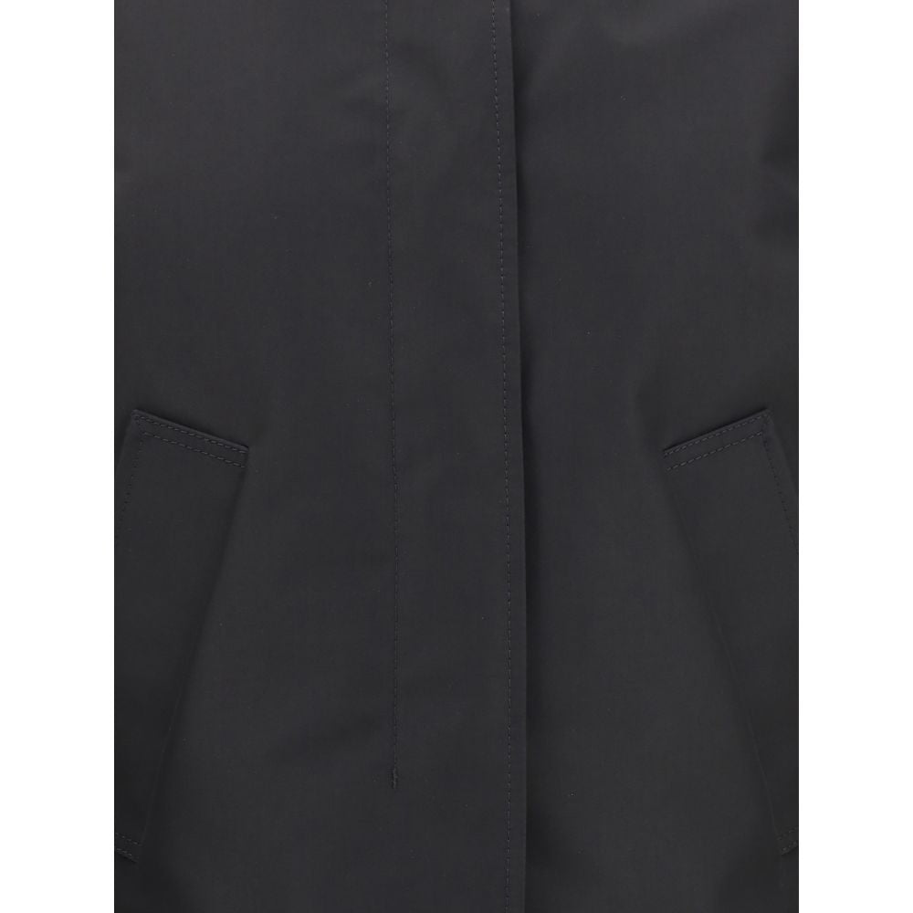 Black Polyester Full-Length Jacket