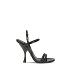 Black Calf Leather Bos Taurus Stiletto Heel Sandals
