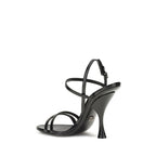 Black Calf Leather Bos Taurus Stiletto Heel Sandals