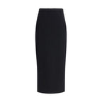 Black Fleece Wool Long Skirt