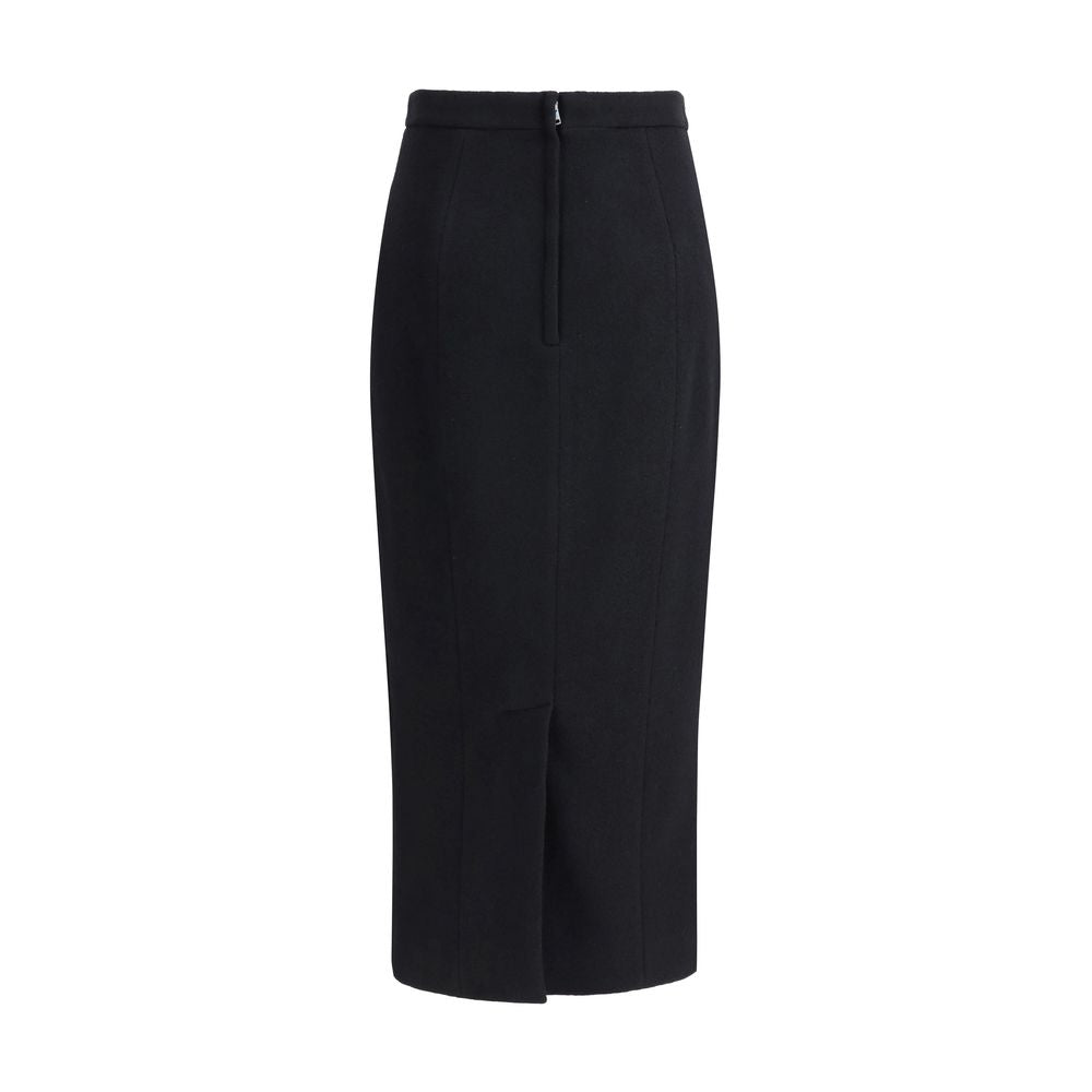 Black Fleece Wool Long Skirt