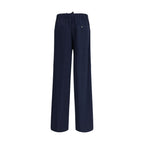 Blue Cotton Casual Pants