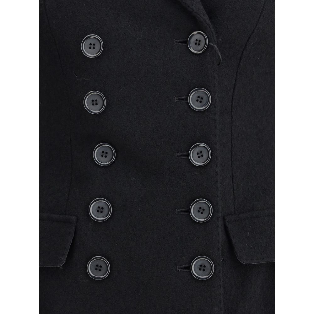 Black Fleece Wool Coat