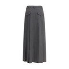 Gray Polyester Long Skirt