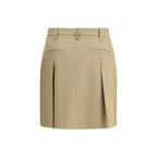 Beige Cotton Mini Skirt