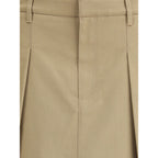 Beige Cotton Mini Skirt