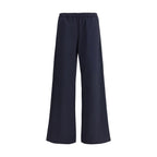 Blue Cotton Casual Pants