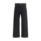 Black Cotton Straight-Leg Jeans