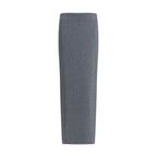 Gray Fleece Wool Long Skirt