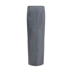Gray Fleece Wool Long Skirt