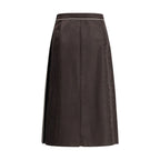 Brown Silk Midi Skirt