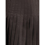 Brown Silk Midi Skirt