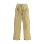 Beige Cotton Casual Pants