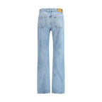 Light Blue Cotton Straight-Leg Jeans