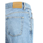 Light Blue Cotton Straight-Leg Jeans