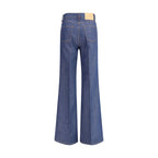 Blue Cotton Flared Jeans