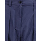 Blue Polyester Casual Pants