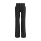 Black Cotton Straight-Leg Jeans