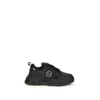 Black Polyester Athletic Sneakers