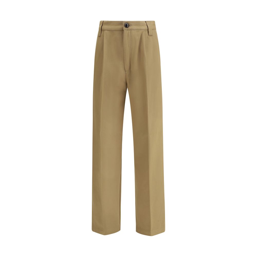 Beige Cotton Casual Pants