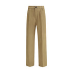 Beige Cotton Casual Pants