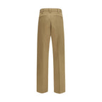 Beige Cotton Casual Pants