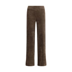 Brown Cotton Casual Pants