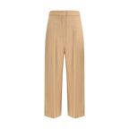 Beige Fleece Wool Casual Pants