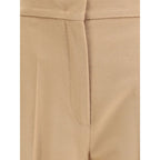 Beige Fleece Wool Casual Pants