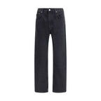 Black Cotton Straight-Leg Jeans