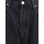 Black Cotton Straight-Leg Jeans