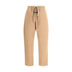 Beige Cotton Casual Pants