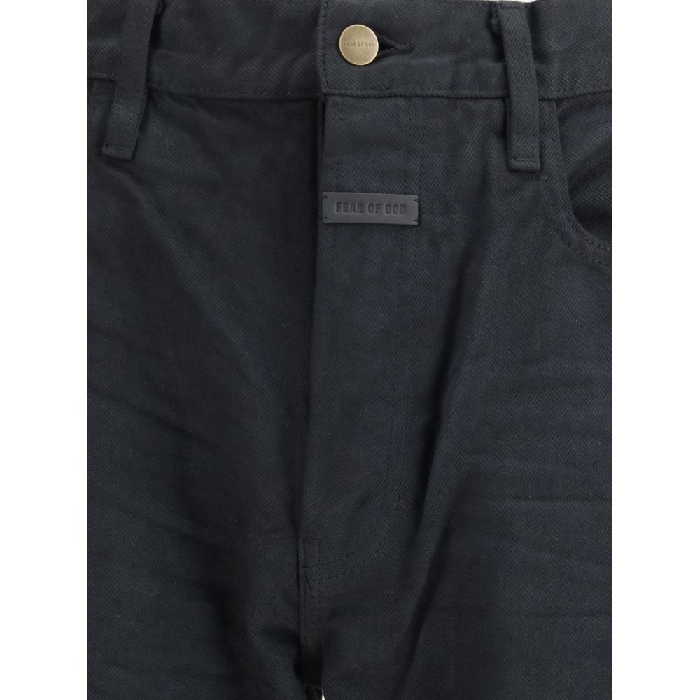 Black Cotton Straight-Leg Jeans