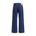 Blue Cotton Straight-Leg Jeans