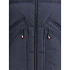 Blue Polyester Full-Length Jacket