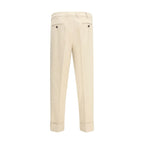 Beige Cotton Casual Pants