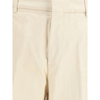 Beige Cotton Casual Pants