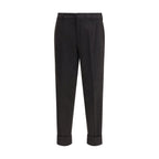 Black Cotton Casual Pants