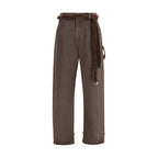Brown Cotton Casual Pants